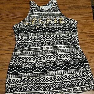Four Girlz Tribal Print Gold Printed Celfie Tank